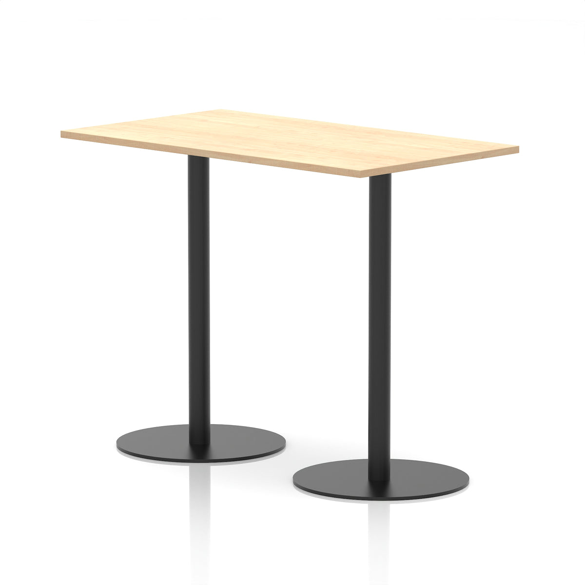 Arlo Rectangular Poseur Table – Black Base Maple 1400 1145mm - Industrious Decor