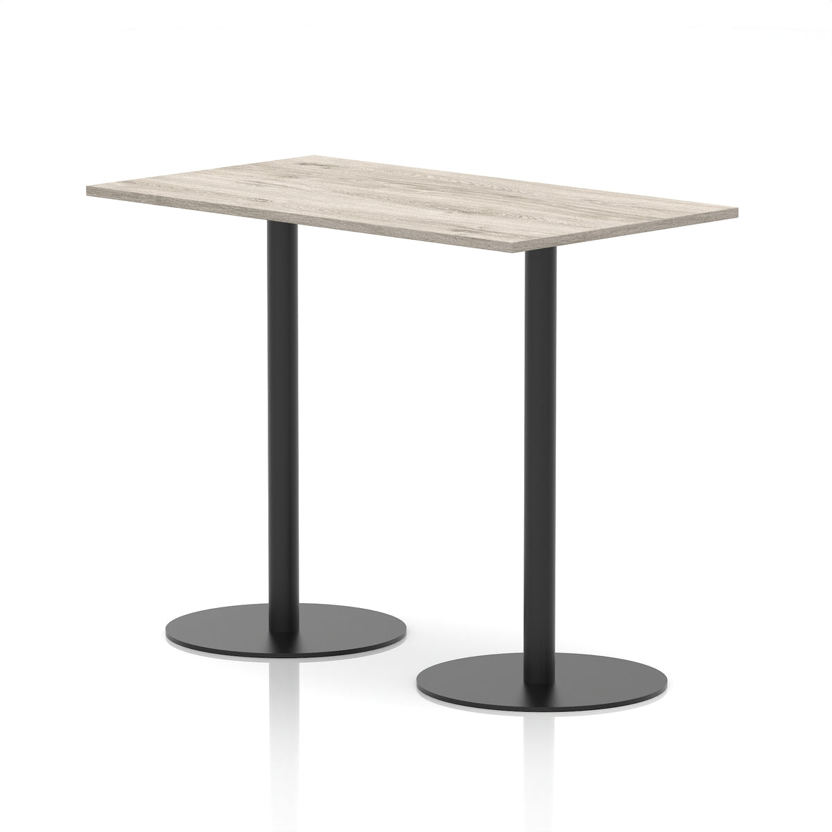Arlo Rectangular Poseur Table – Black Base Grey Oak 1400 1145mm - Industrious Decor