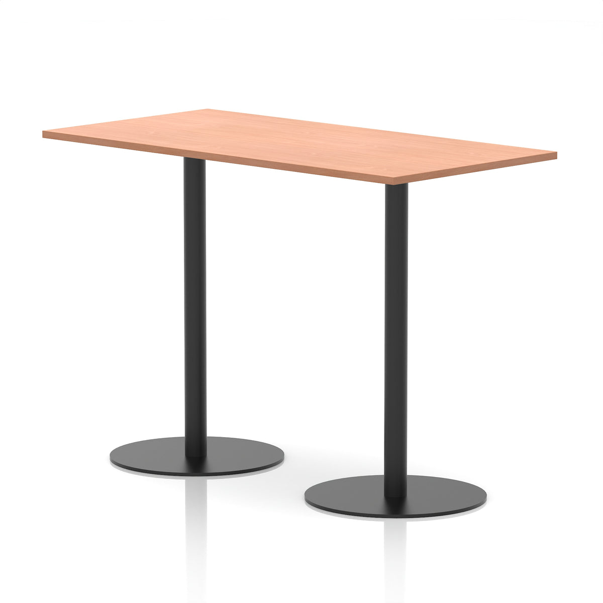 Arlo Rectangular Poseur Table – Black Base Beech 1600 1145mm - Industrious Decor