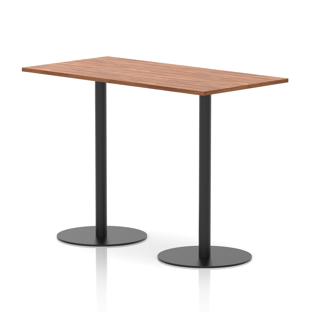 Arlo Rectangular Poseur Table – Black Base Walnut 1600 1145mm - Industrious Decor