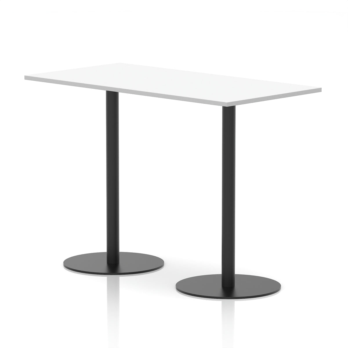 Arlo Rectangular Poseur Table – Black Base White 1600 1145mm - Industrious Decor