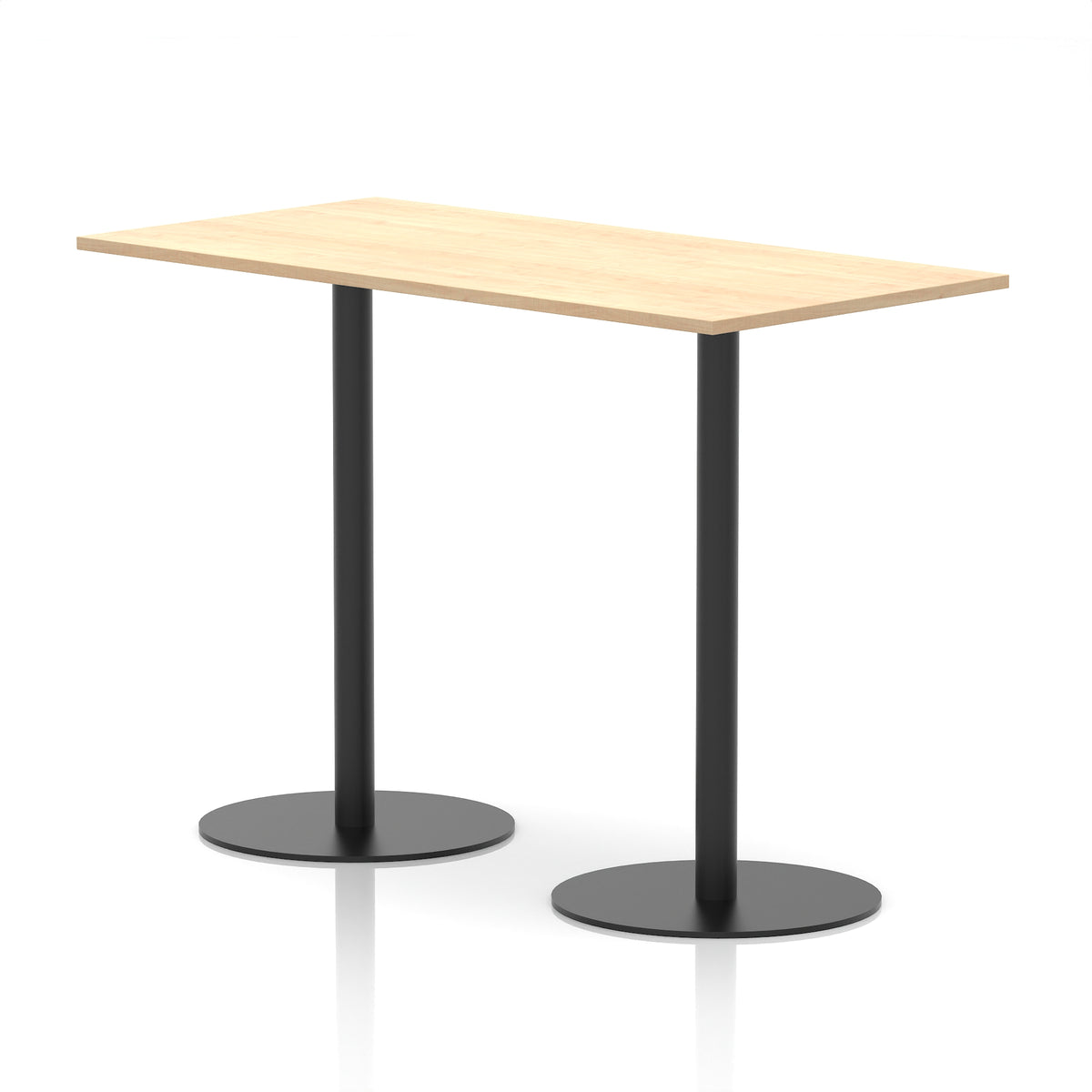 Arlo Rectangular Poseur Table – Black Base Maple 1600 1145mm - Industrious Decor