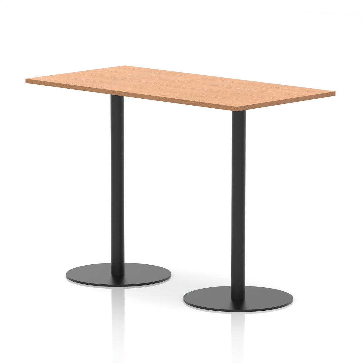 Arlo Rectangular Poseur Table – Black Base Oak 1600 1145mm - Industrious Decor