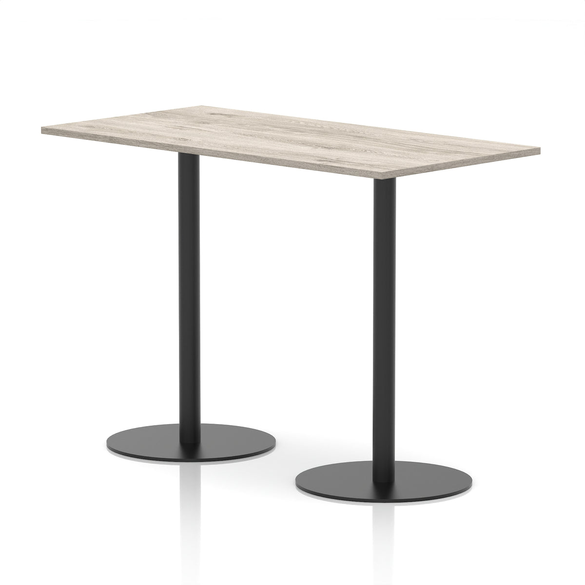 Arlo Rectangular Poseur Table – Black Base Grey Oak 1600 1145mm - Industrious Decor