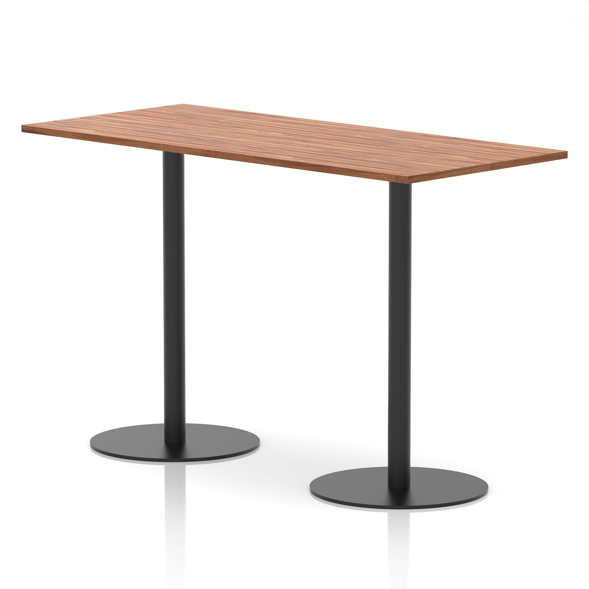 Arlo Rectangular Poseur Table – Black Base Walnut 1800 1145mm - Industrious Decor