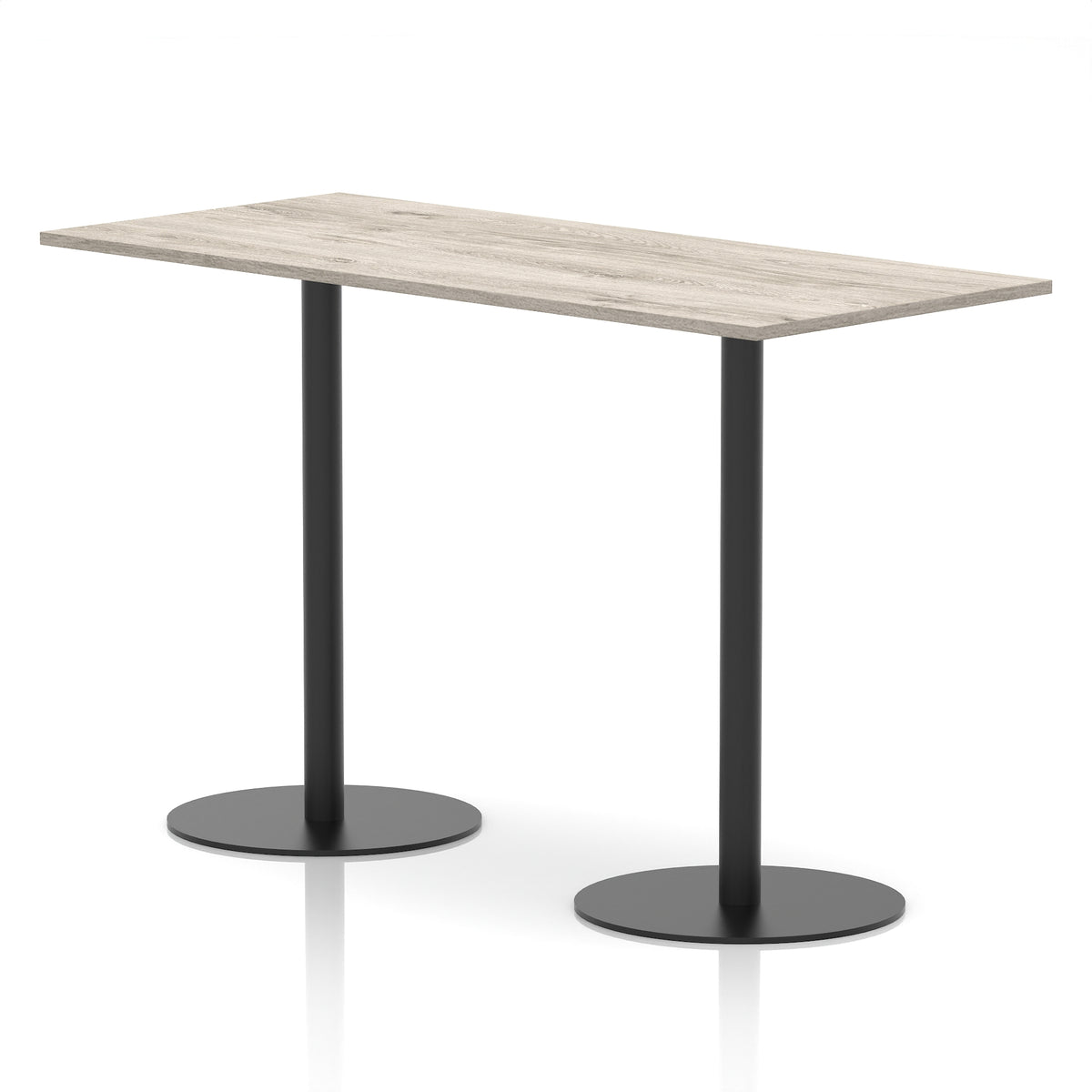 Arlo Rectangular Poseur Table – Black Base Grey Oak 1800 1145mm - Industrious Decor