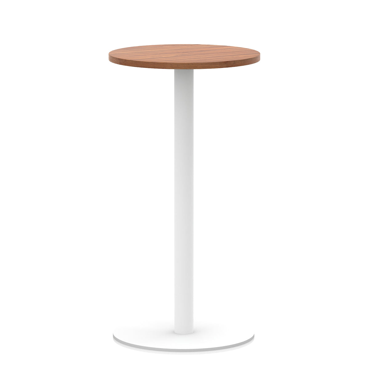 Arlo Round Poseur Table – White Base Walnut 600 1145mm - Industrious Decor
