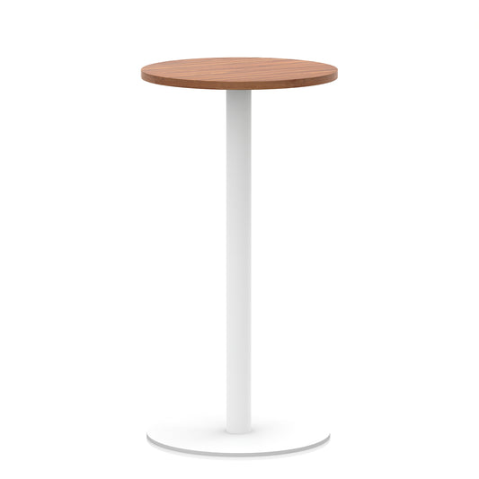 Arlo Round Poseur Table – White Base Walnut 600 1145mm - Industrious Decor