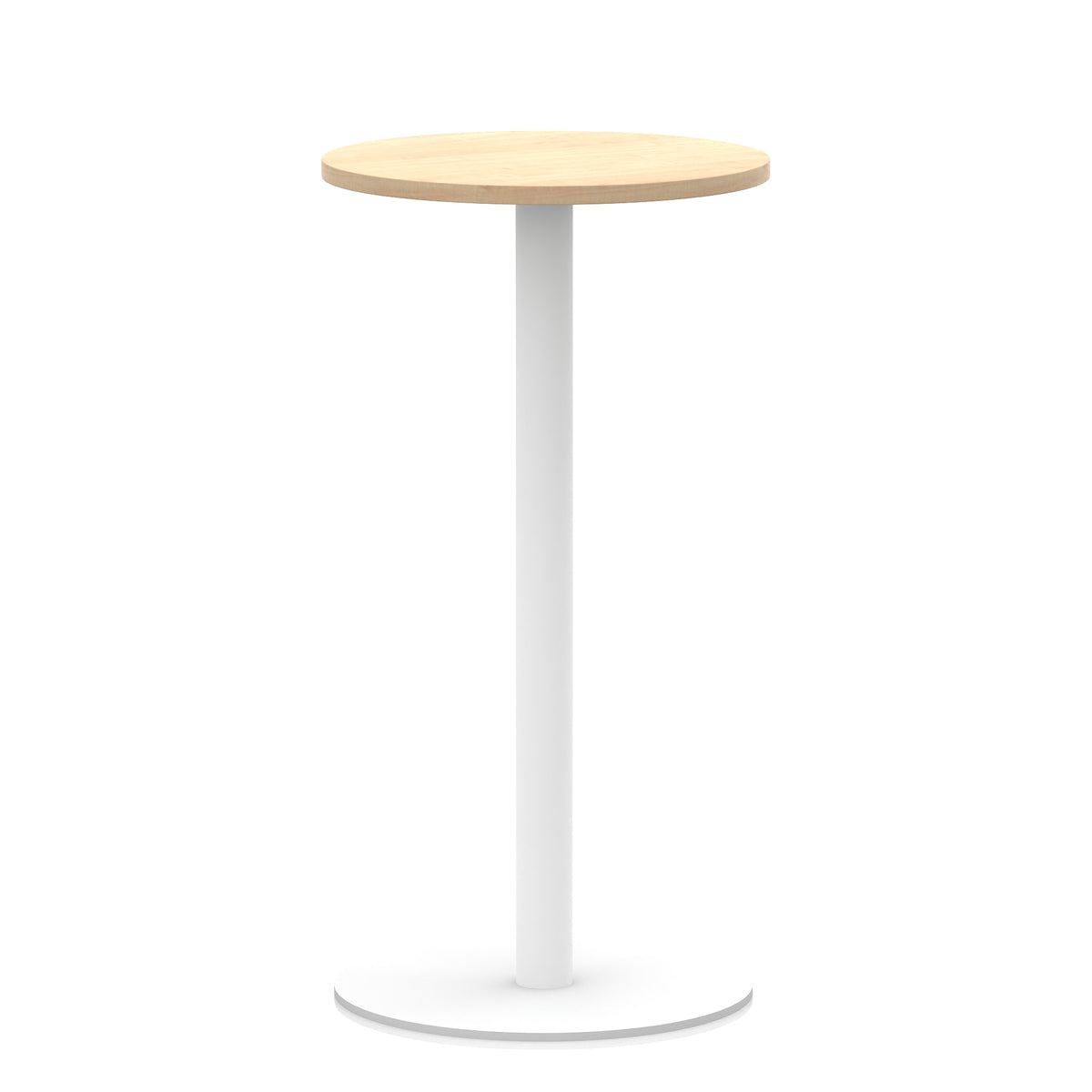 Arlo Round Poseur Table – White Base Maple 600 1145mm - Industrious Decor