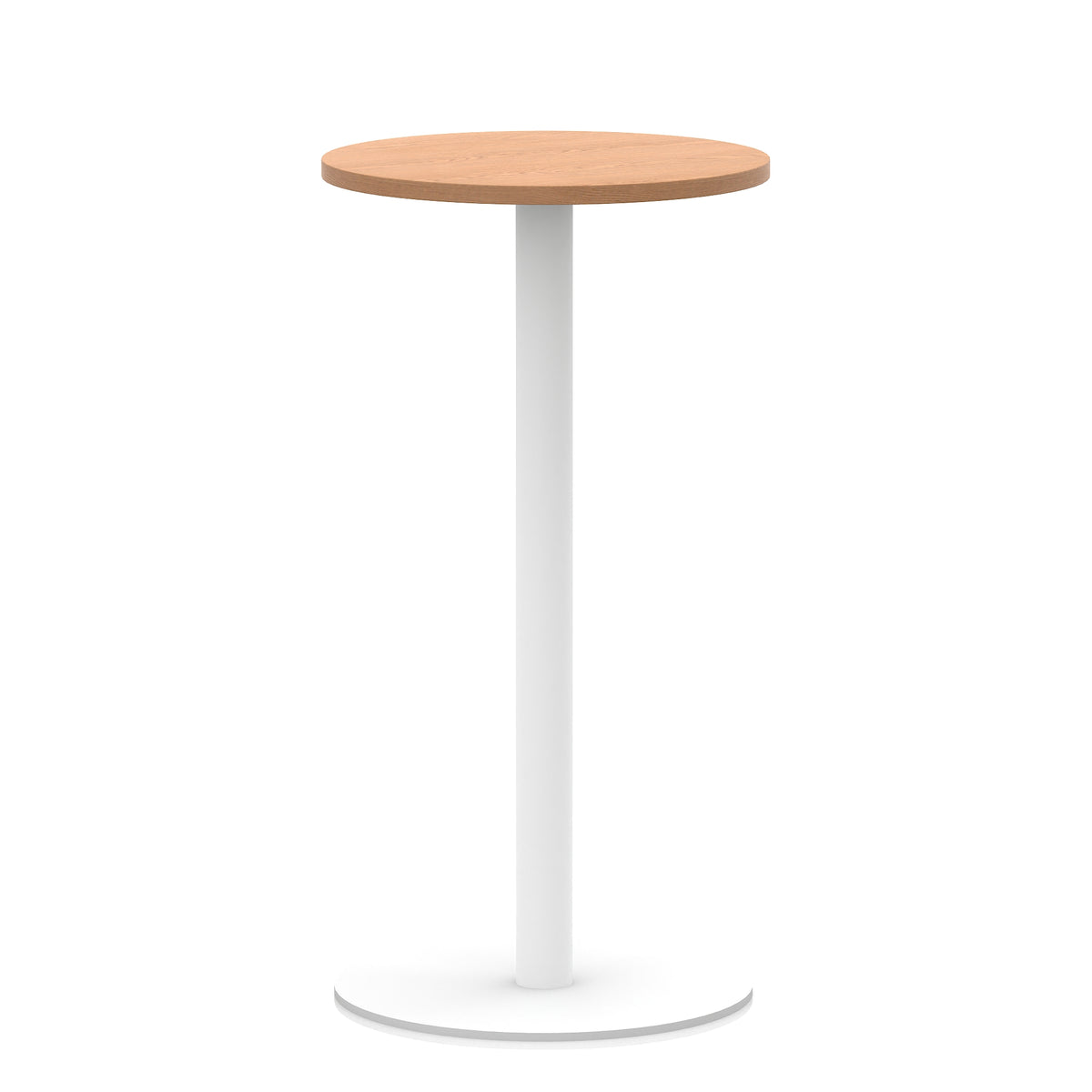 Arlo Round Poseur Table – White Base Oak 600 1145mm - Industrious Decor