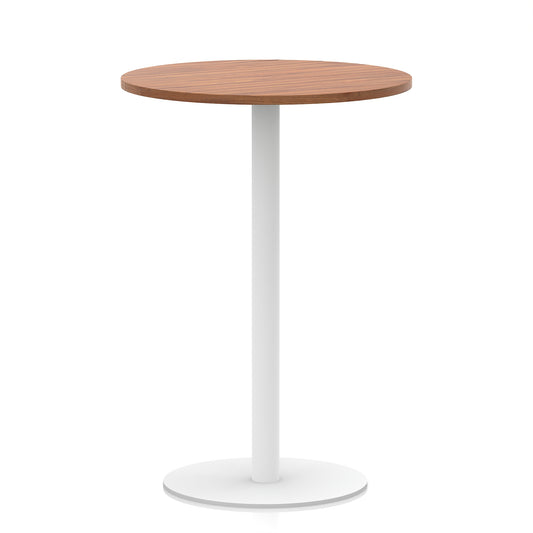 Arlo Round Poseur Table – White Base Walnut 800 1145mm - Industrious Decor