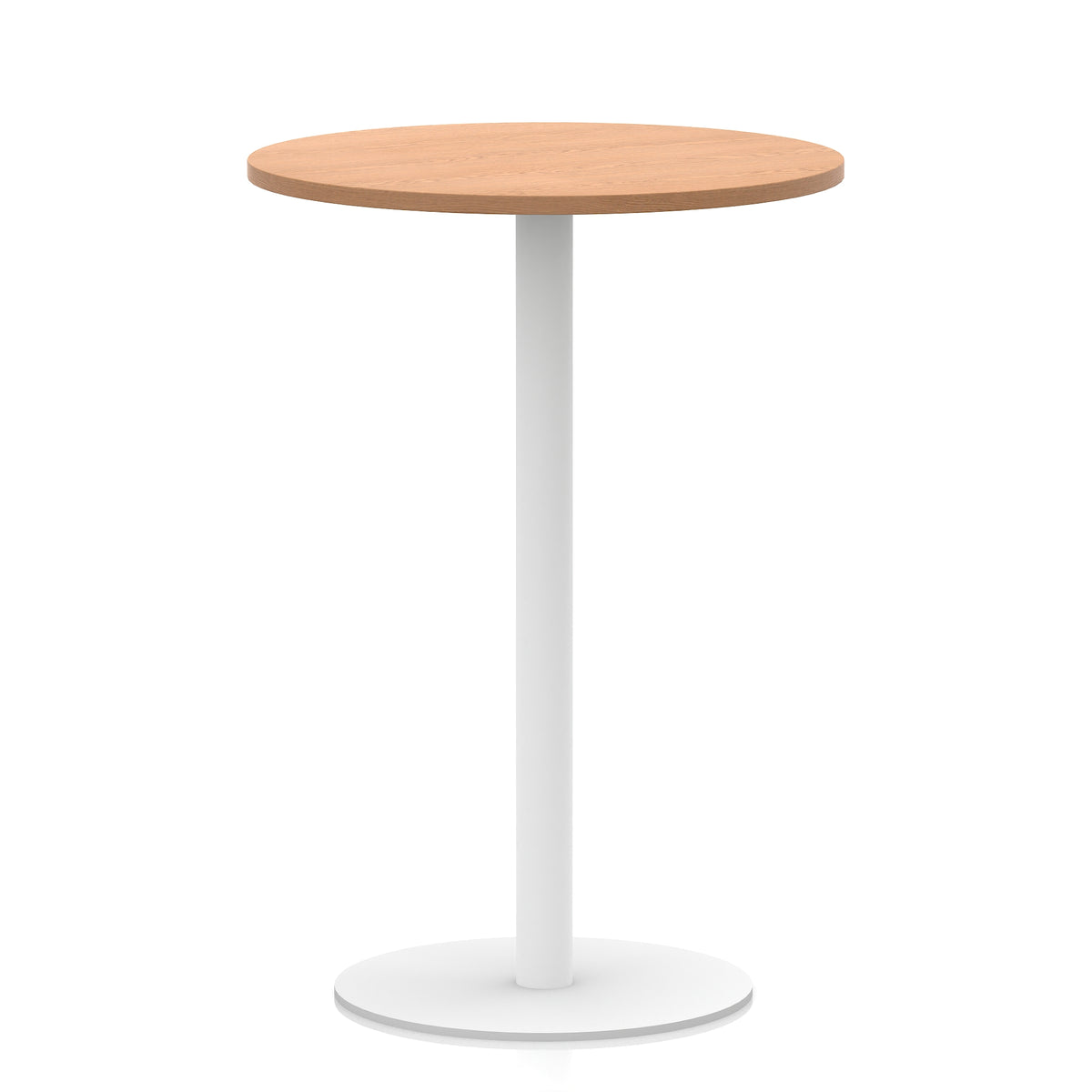 Arlo Round Poseur Table – White Base Oak 800 1145mm - Industrious Decor