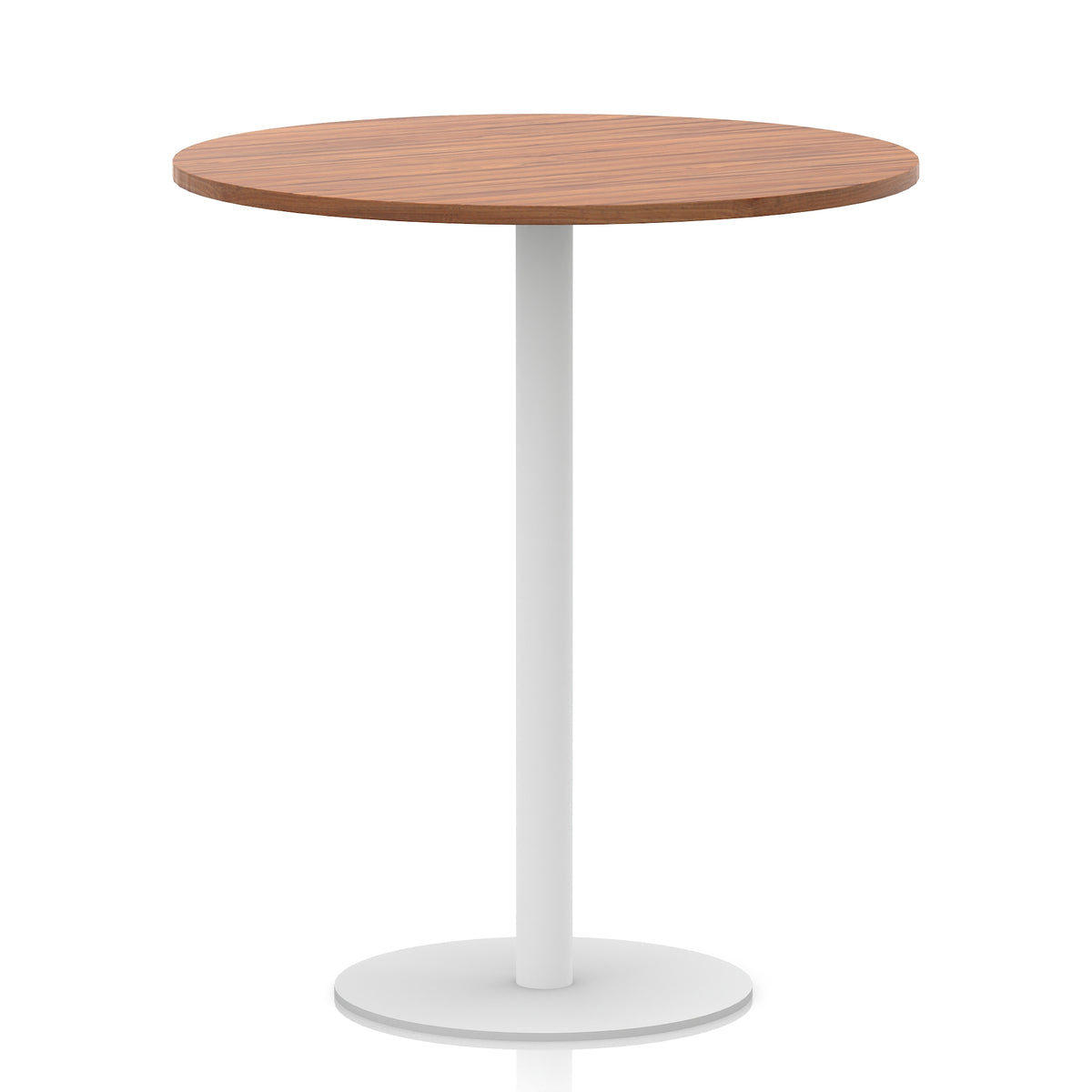 Arlo Round Poseur Table – White Base Walnut 1000 1145mm - Industrious Decor