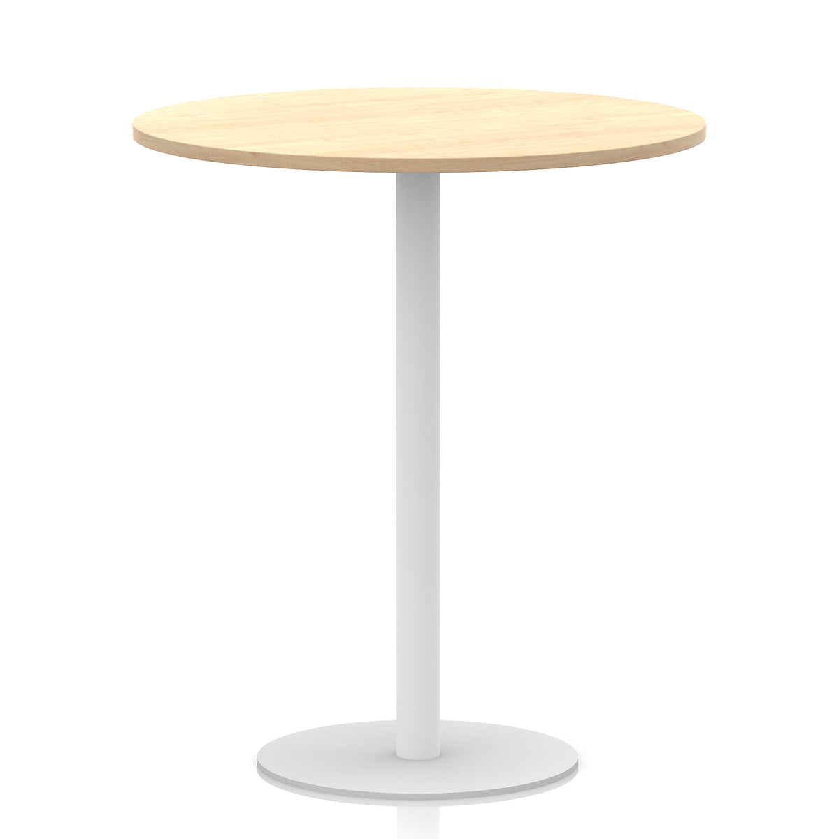 Arlo Round Poseur Table – White Base Maple 1000 1145mm - Industrious Decor
