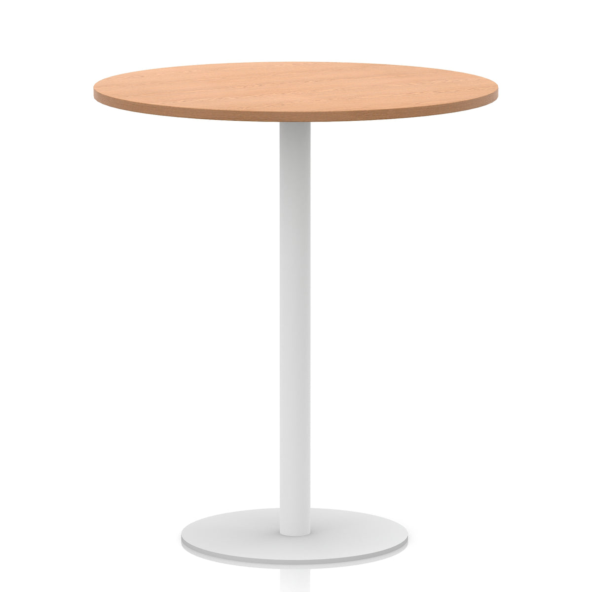 Arlo Round Poseur Table – White Base Oak 1000 1145mm - Industrious Decor
