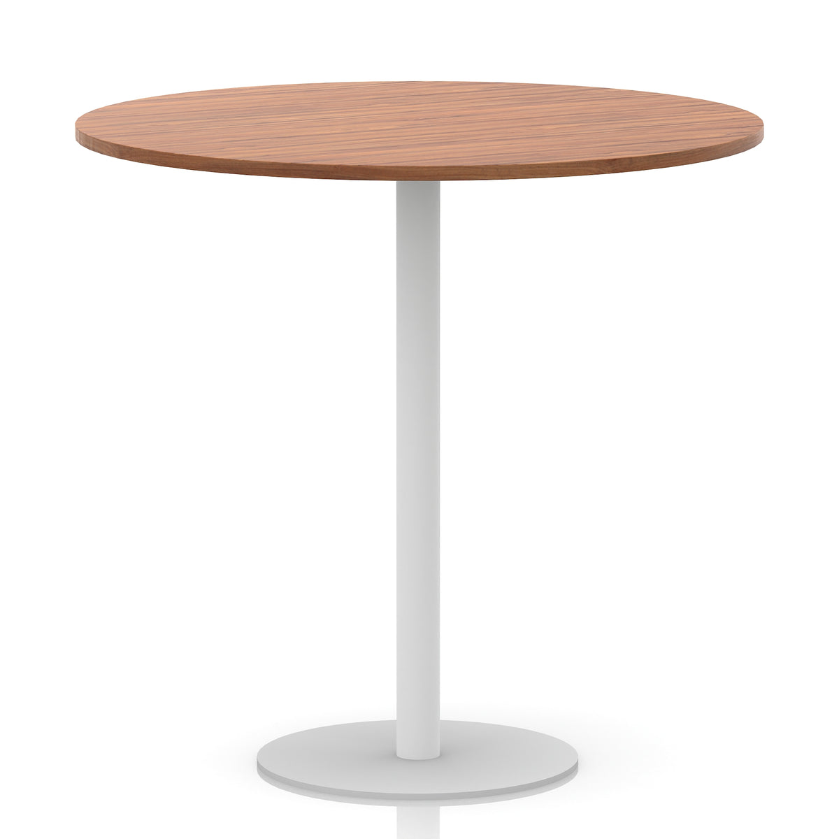 Arlo Round Poseur Table – White Base Walnut 1200 1145mm - Industrious Decor