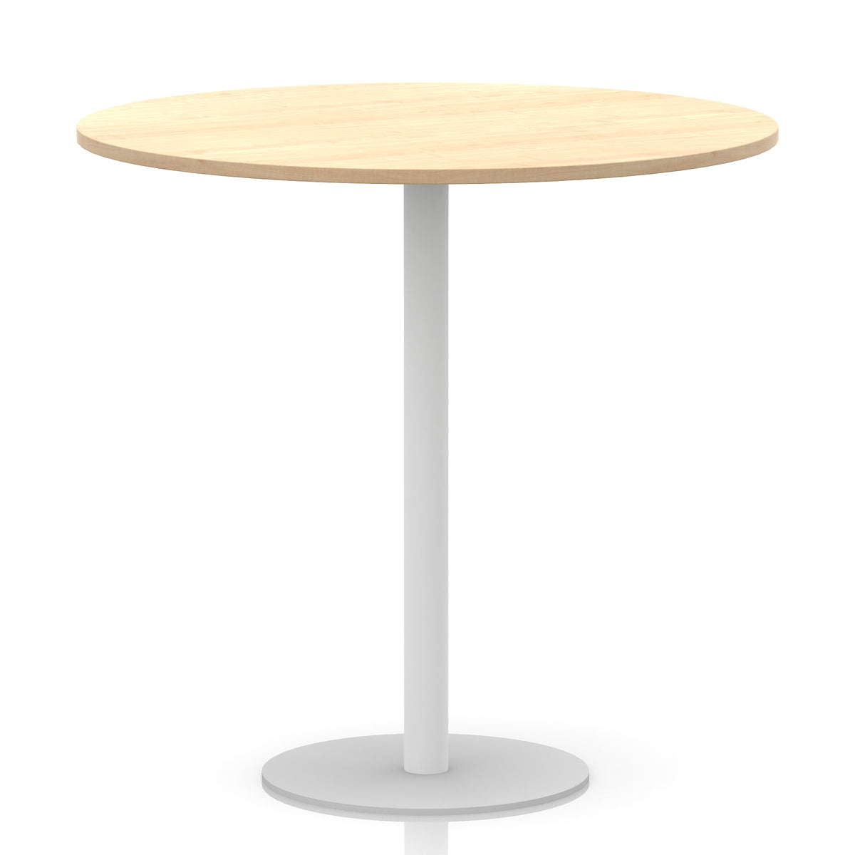 Arlo Round Poseur Table – White Base Maple 1200 1145mm - Industrious Decor