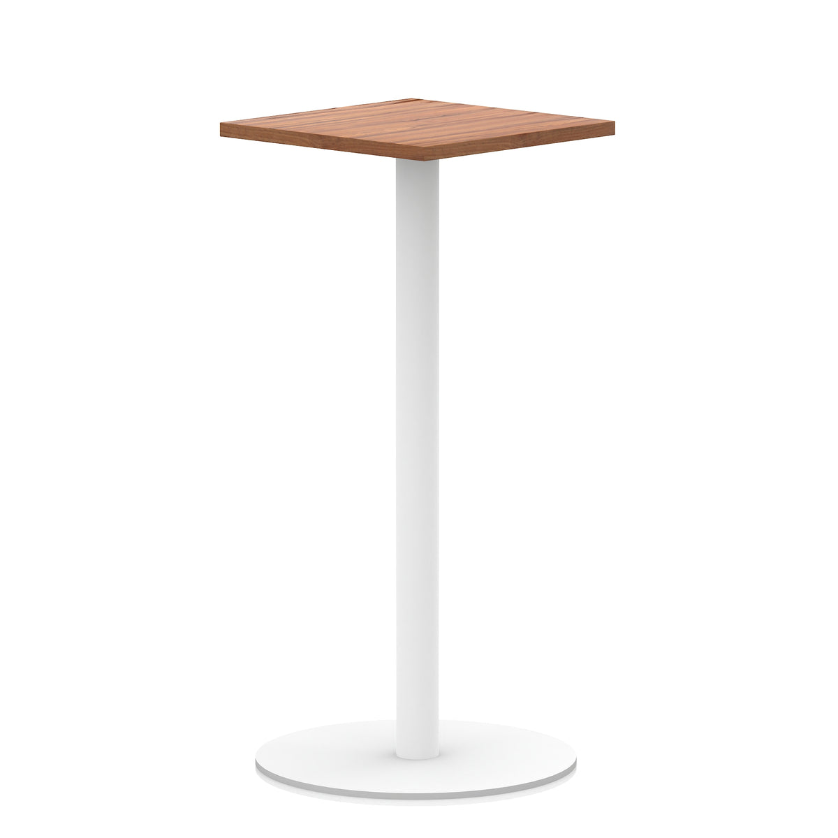 Arlo Square Poseur Table – White Base Walnut 600 1145mm - Industrious Decor