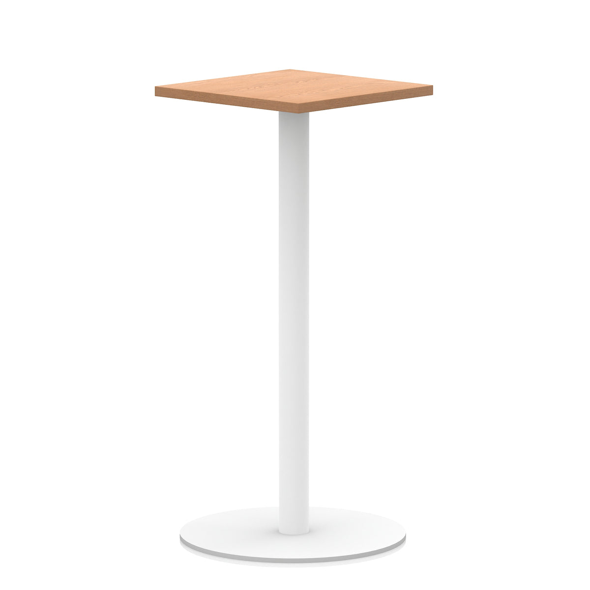 Arlo Square Poseur Table – White Base Oak 600 1145mm - Industrious Decor