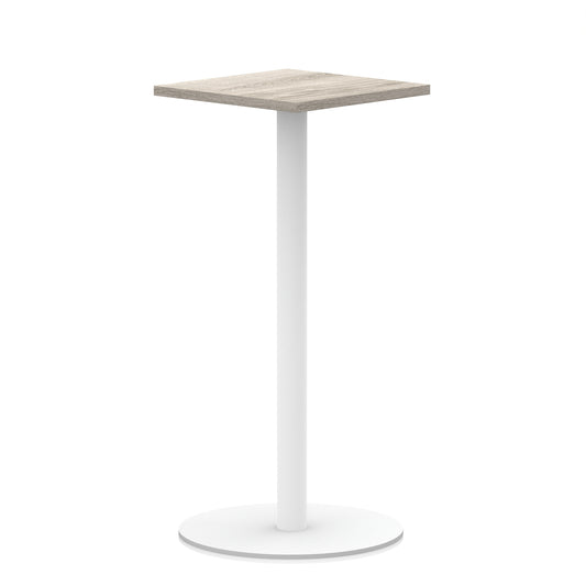 Arlo Square Poseur Table – White Base Grey Oak 600 1145mm - Industrious Decor