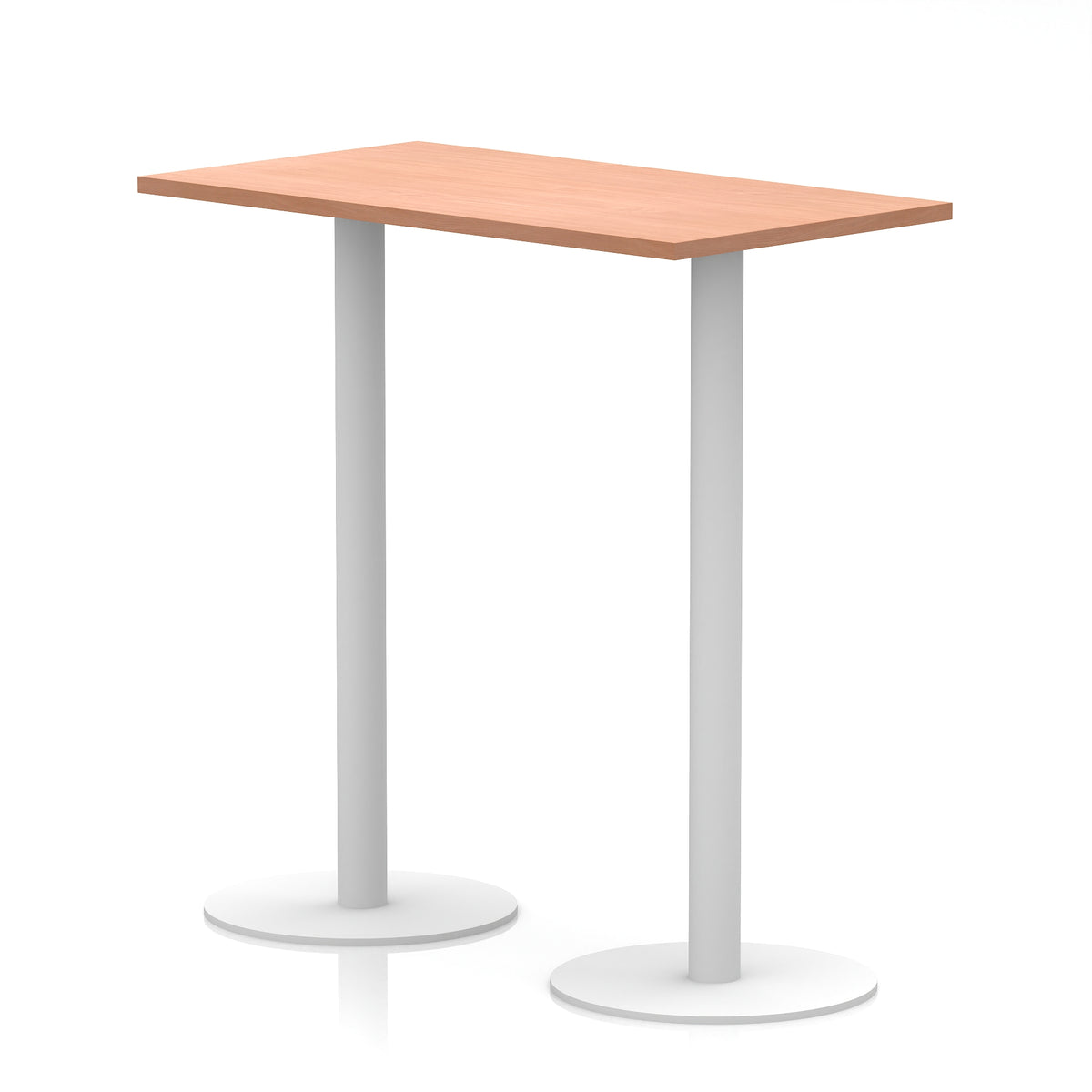 Arlo Slimline Rectangular Poseur Table – White Base Beech 1200 1145mm - Industrious Decor