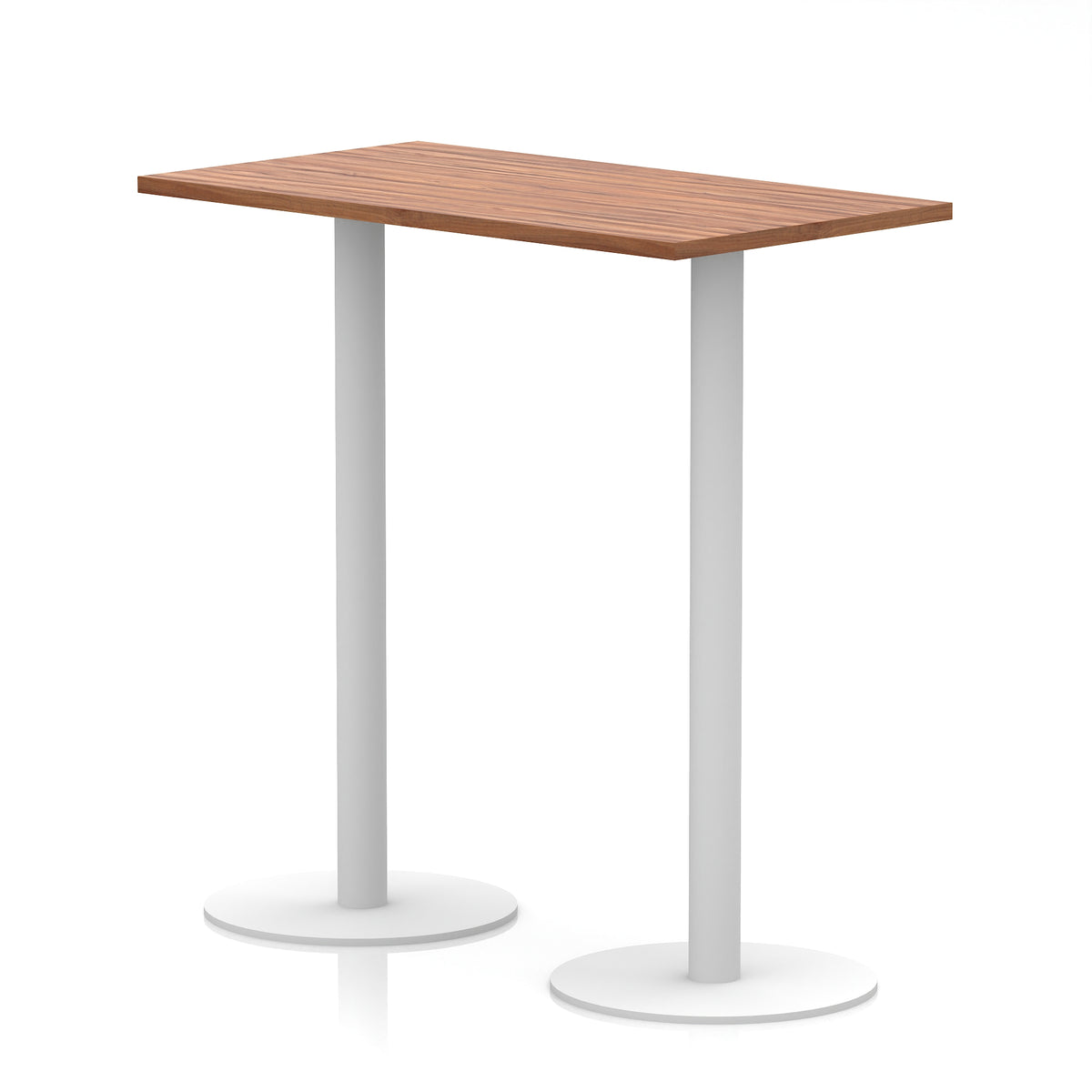 Arlo Slimline Rectangular Poseur Table – White Base Walnut 1200 1145mm - Industrious Decor