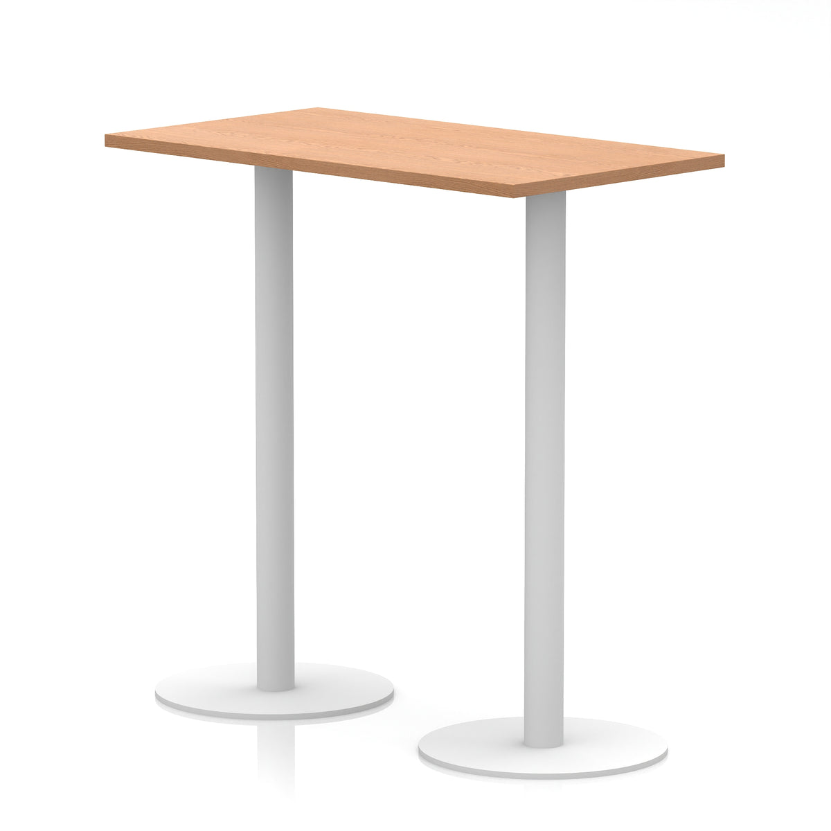 Arlo Slimline Rectangular Poseur Table – White Base Oak 1200 1145mm - Industrious Decor
