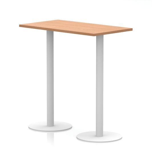 Arlo Slimline Rectangular Poseur Table – White Base Oak 1200 1145mm - Industrious Decor