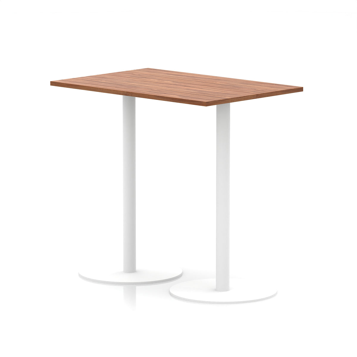 Arlo Rectangular Poseur Table – White Base Walnut 1200 1145mm - Industrious Decor