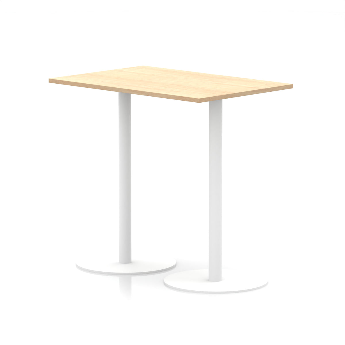 Arlo Rectangular Poseur Table – White Base Maple 1200 1145mm - Industrious Decor