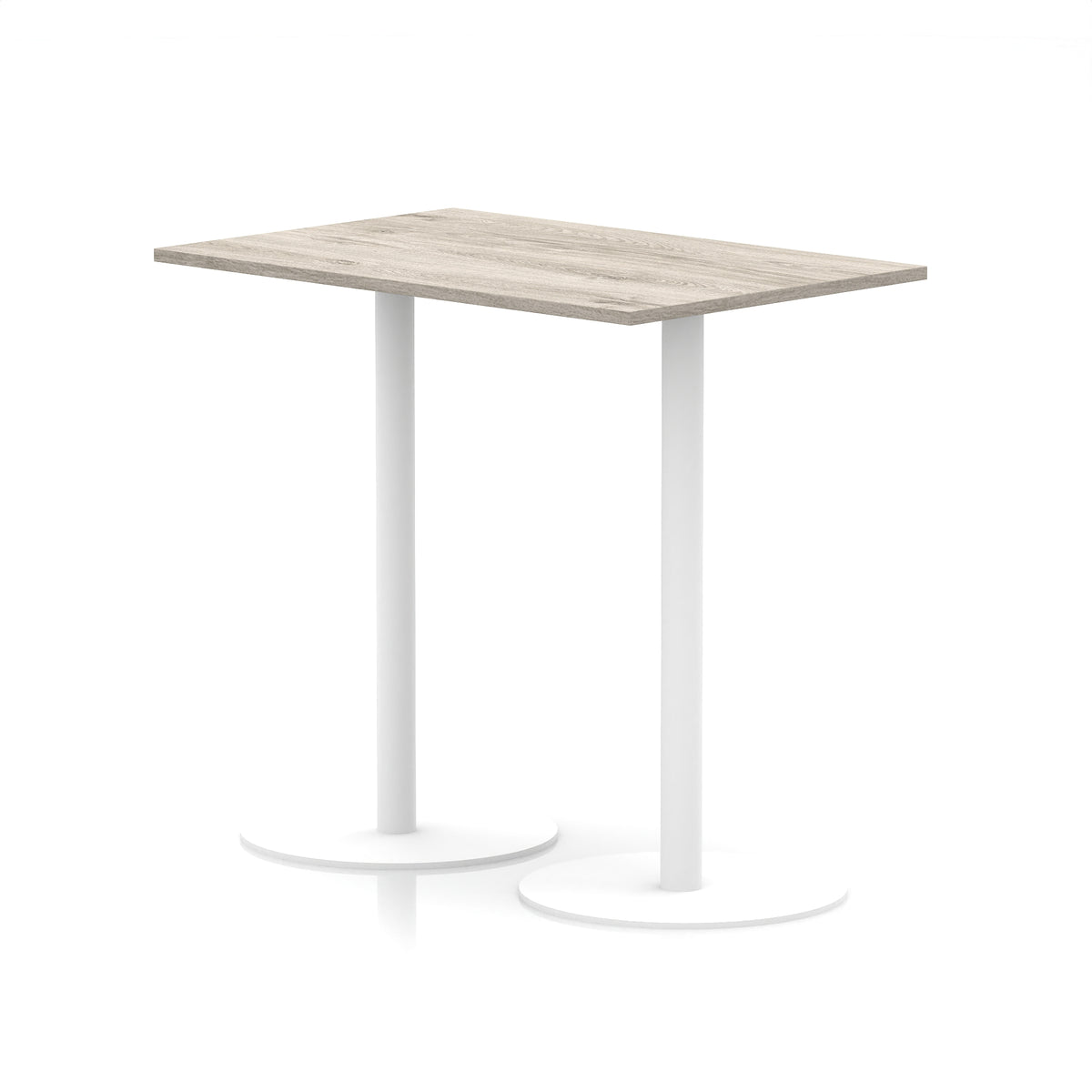 Arlo Rectangular Poseur Table – White Base Grey Oak 1200 1145mm - Industrious Decor