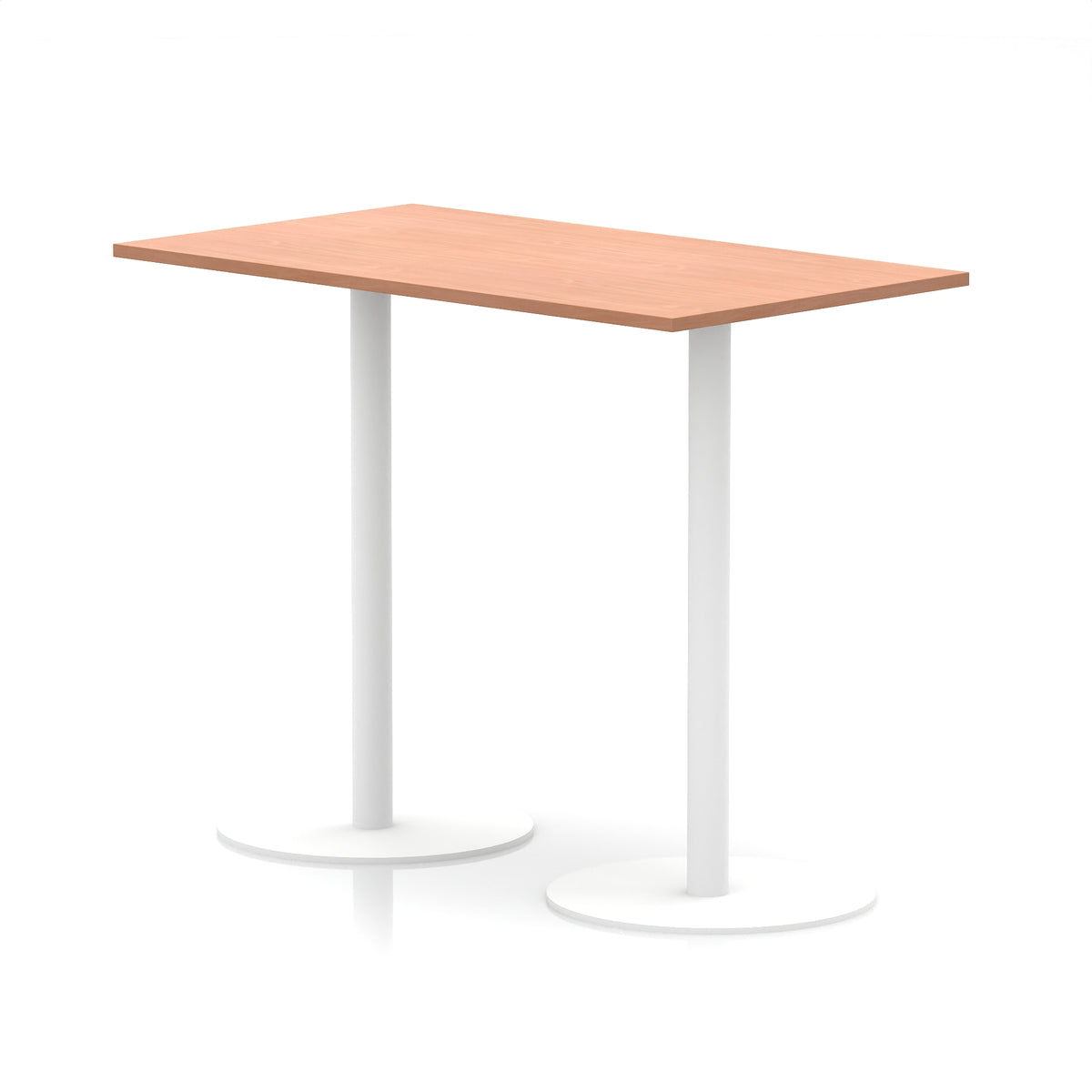 Arlo Rectangular Poseur Table – White Base Beech 1400 1145mm - Industrious Decor