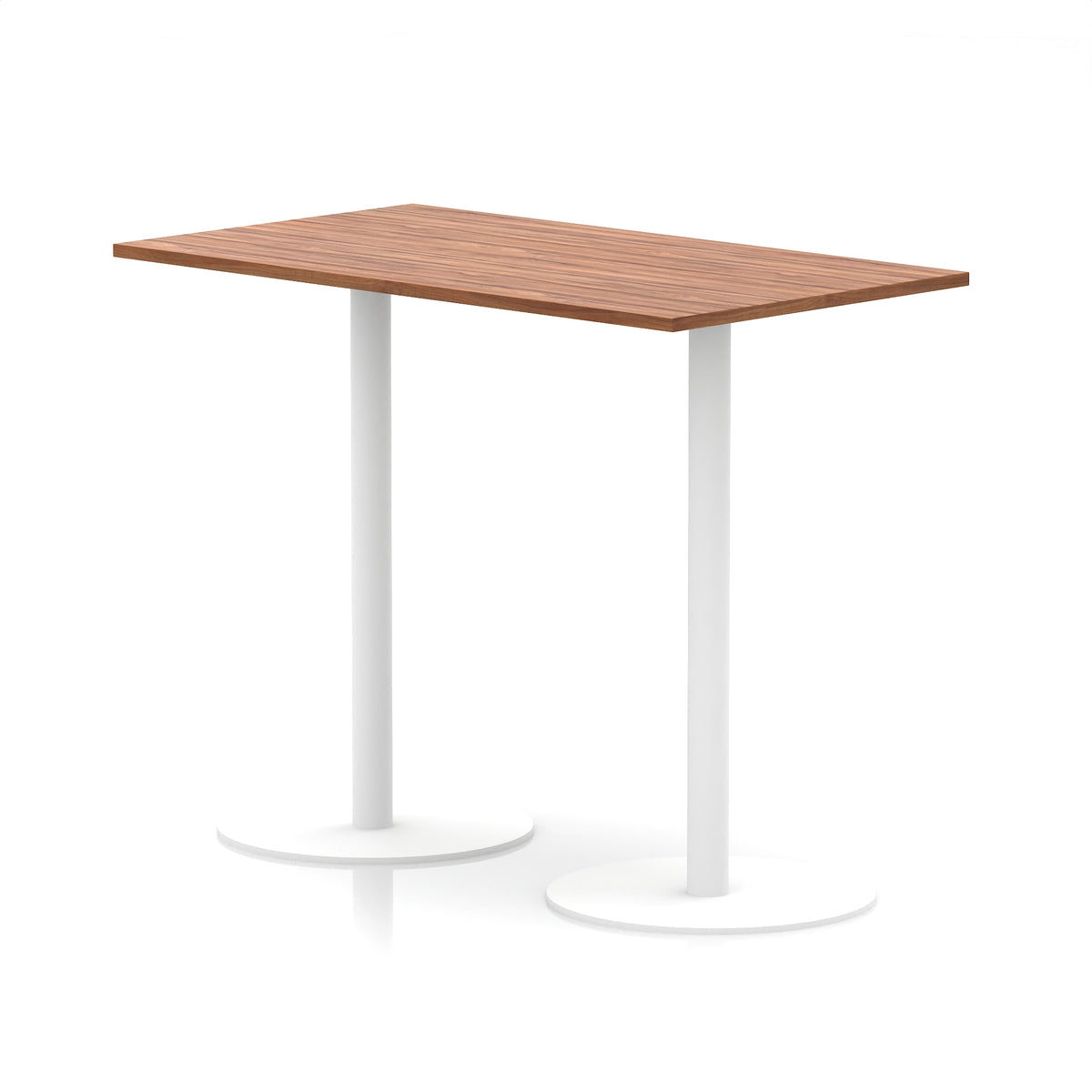 Arlo Rectangular Poseur Table – White Base Walnut 1400 1145mm - Industrious Decor