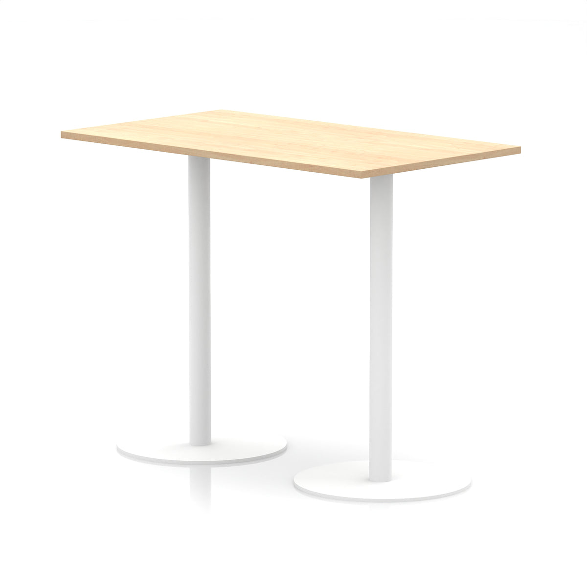 Arlo Rectangular Poseur Table – White Base Maple 1400 1145mm - Industrious Decor