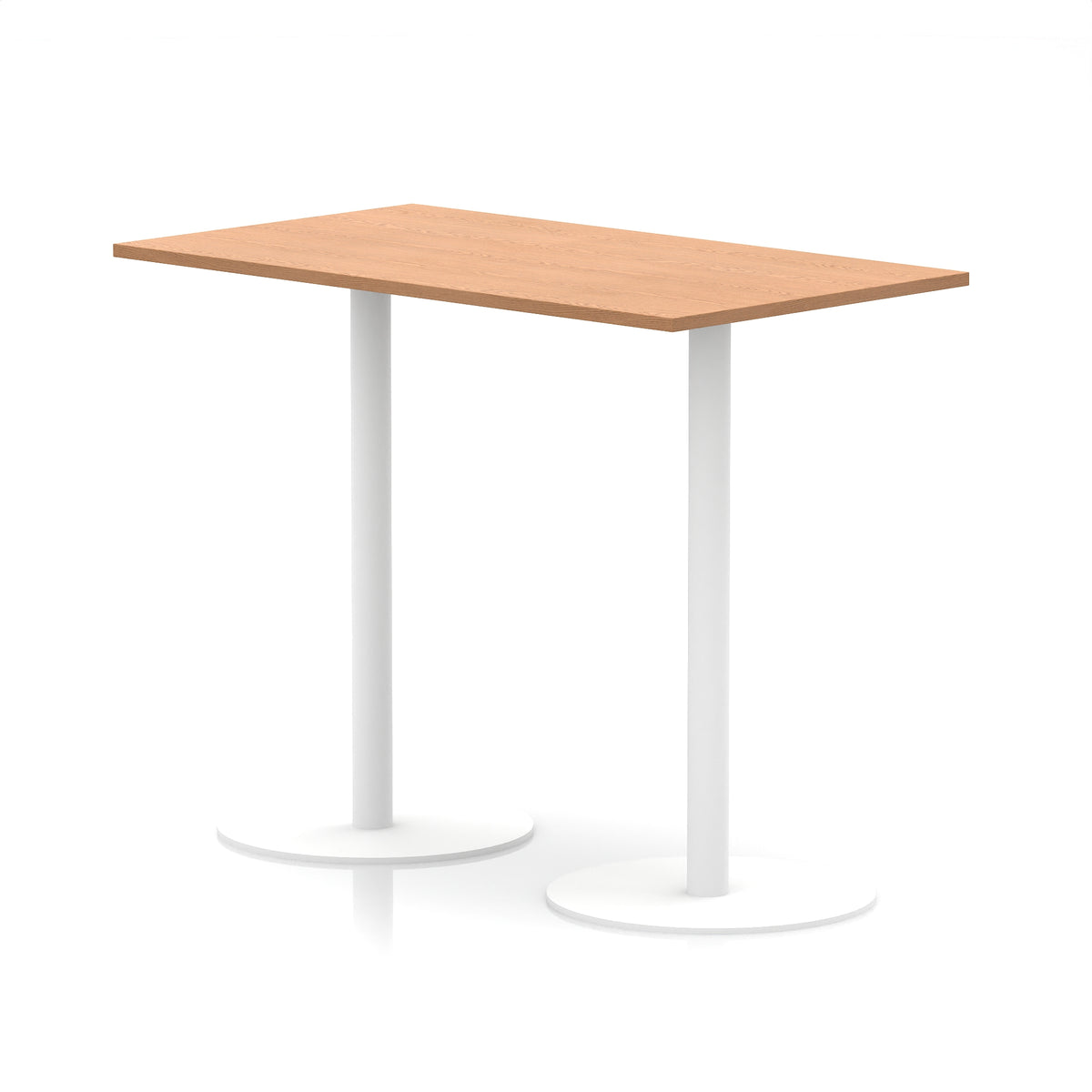 Arlo Rectangular Poseur Table – White Base Oak 1400 1145mm - Industrious Decor