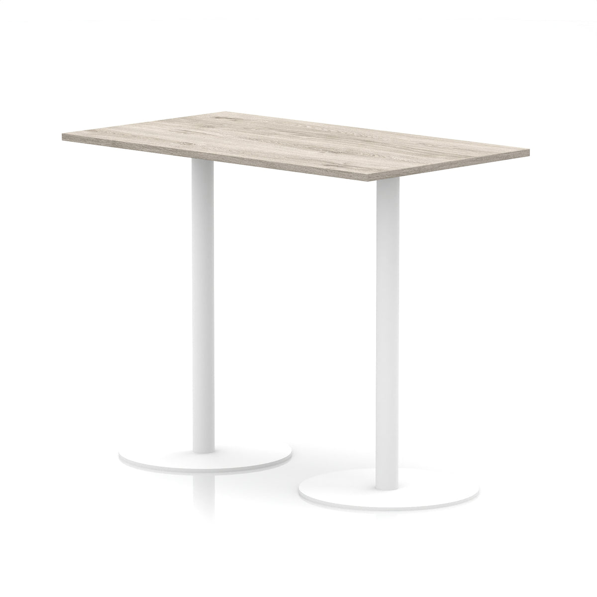 Arlo Rectangular Poseur Table – White Base Grey Oak 1400 1145mm - Industrious Decor
