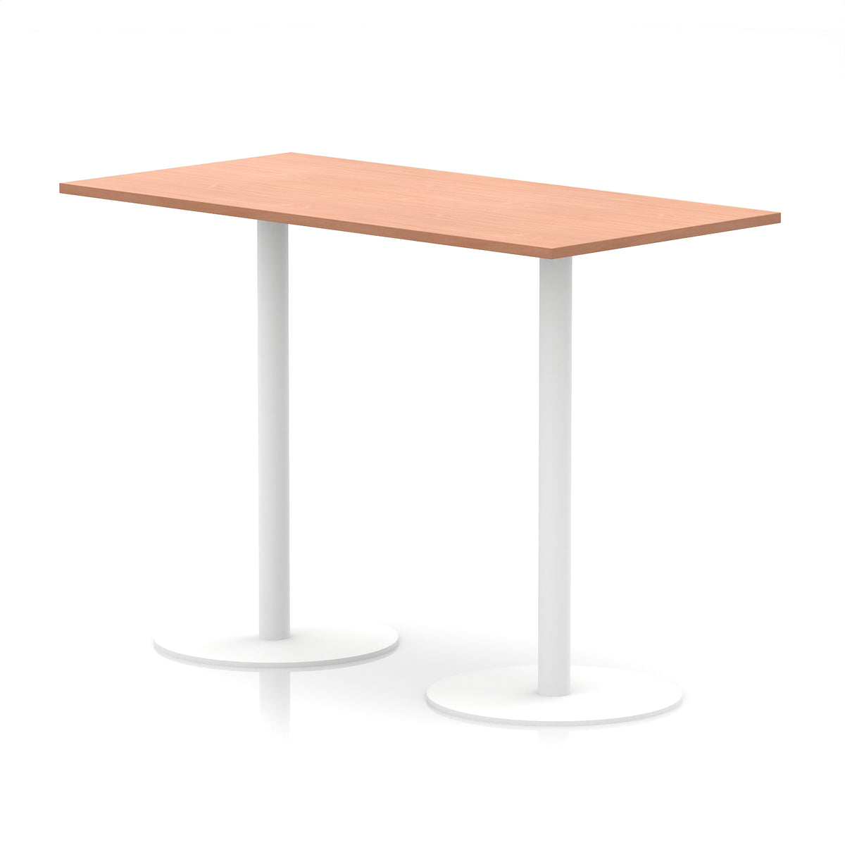 Arlo Rectangular Poseur Table – White Base Beech 1600 1145mm - Industrious Decor