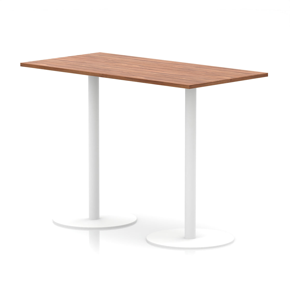 Arlo Rectangular Poseur Table – White Base Walnut 1600 1145mm - Industrious Decor