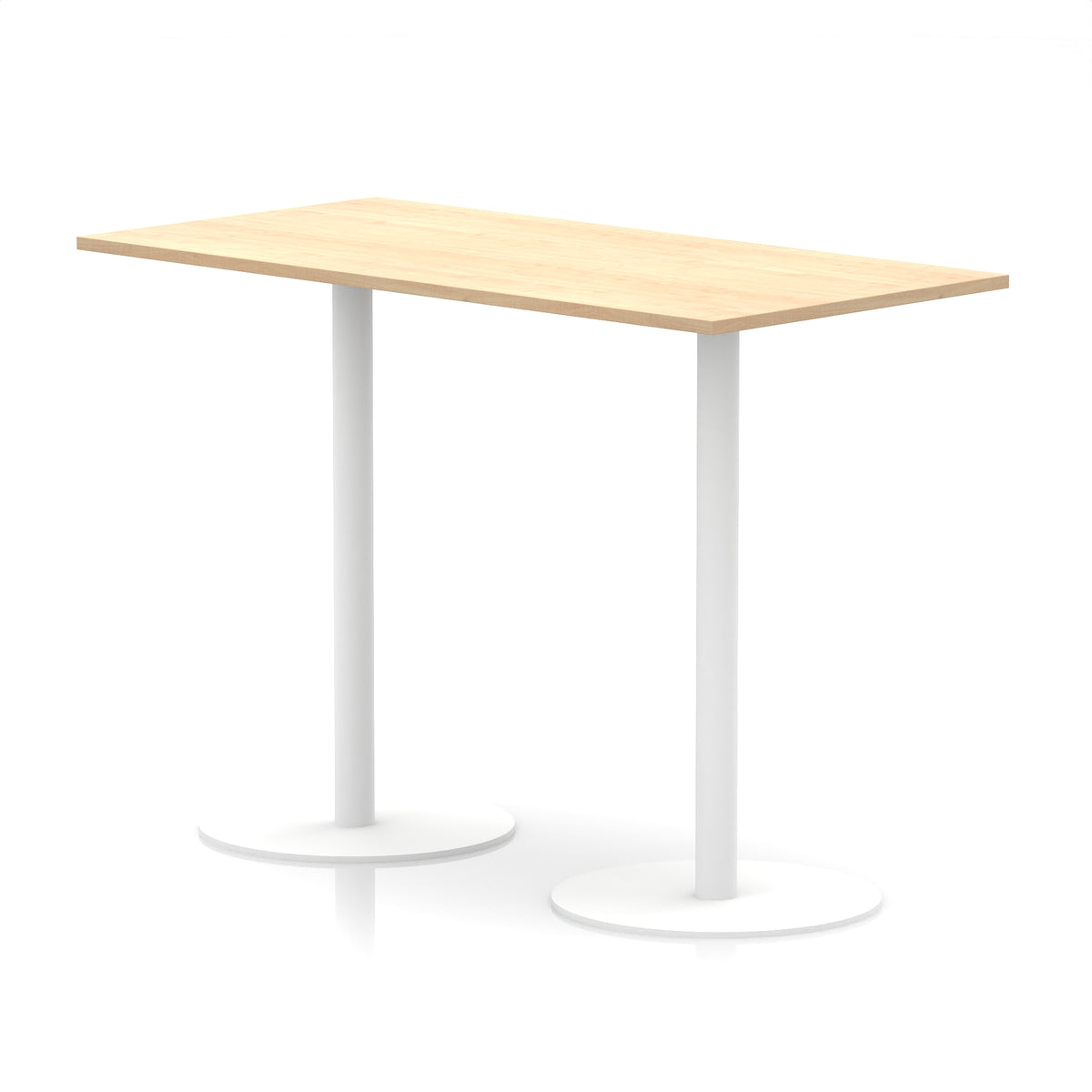 Arlo Rectangular Poseur Table – White Base Maple 1600 1145mm - Industrious Decor
