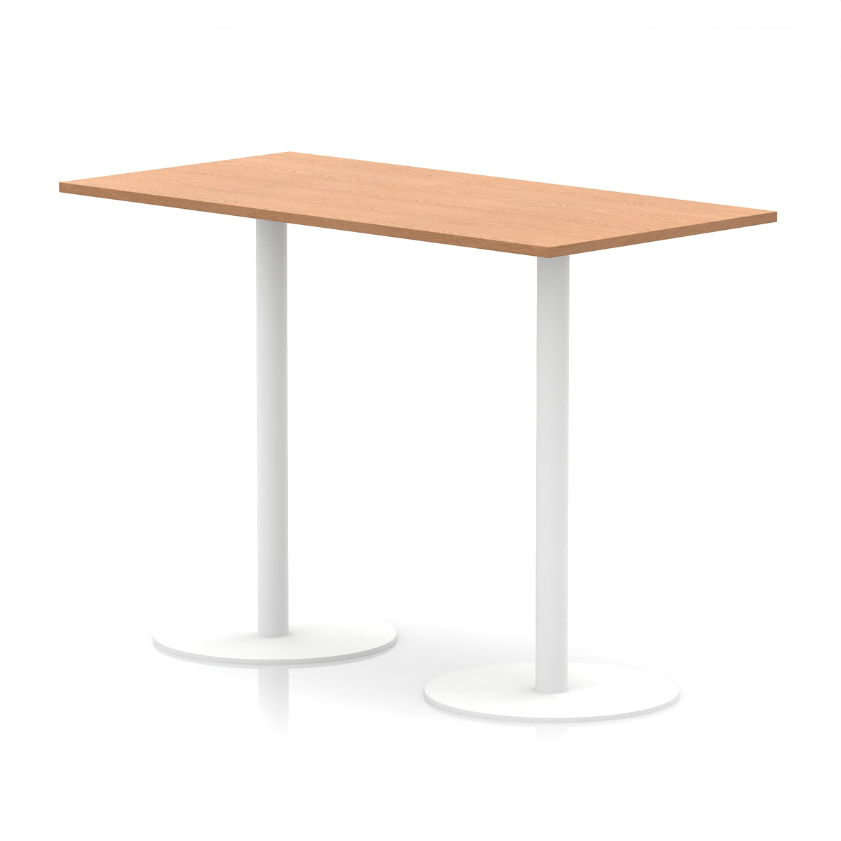 Arlo Rectangular Poseur Table – White Base Oak 1600 1145mm - Industrious Decor