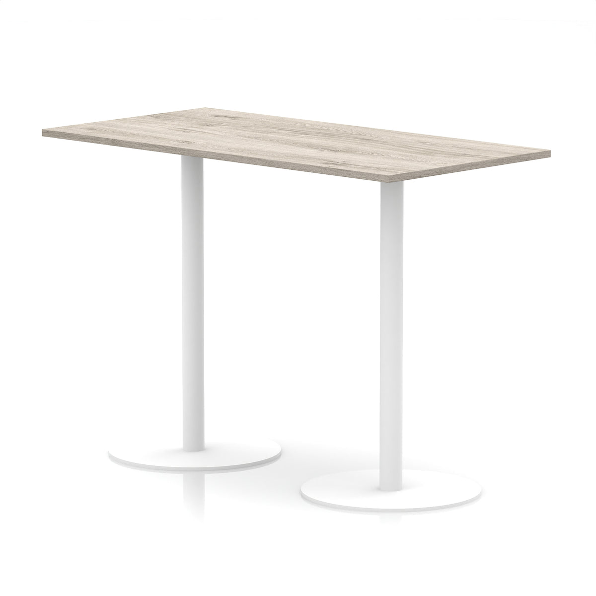 Arlo Rectangular Poseur Table – White Base Grey Oak 1600 1145mm - Industrious Decor