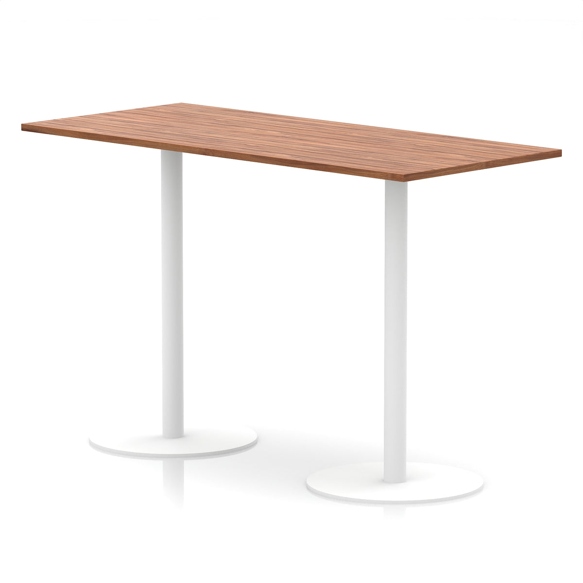 Arlo Rectangular Poseur Table – White Base Walnut 1800 1145mm - Industrious Decor