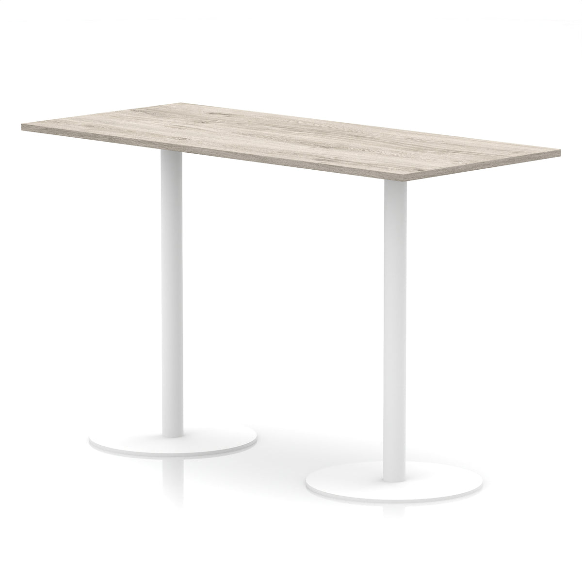 Arlo Rectangular Poseur Table – White Base Grey Oak 1800 1145mm - Industrious Decor