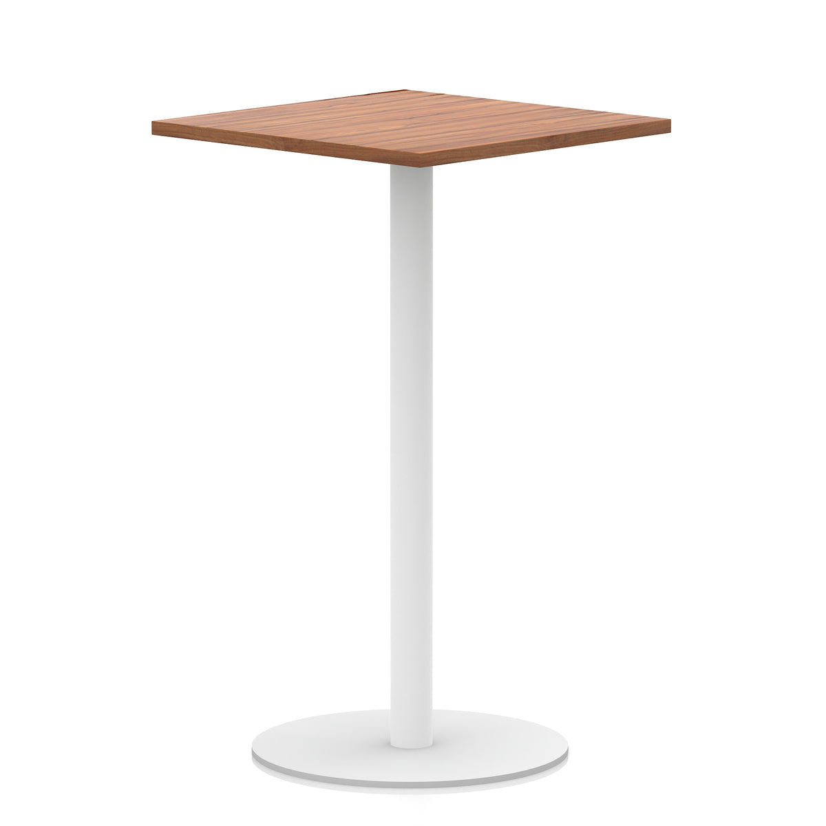 Arlo Square Poseur Table – White Base Walnut 800 1145mm - Industrious Decor