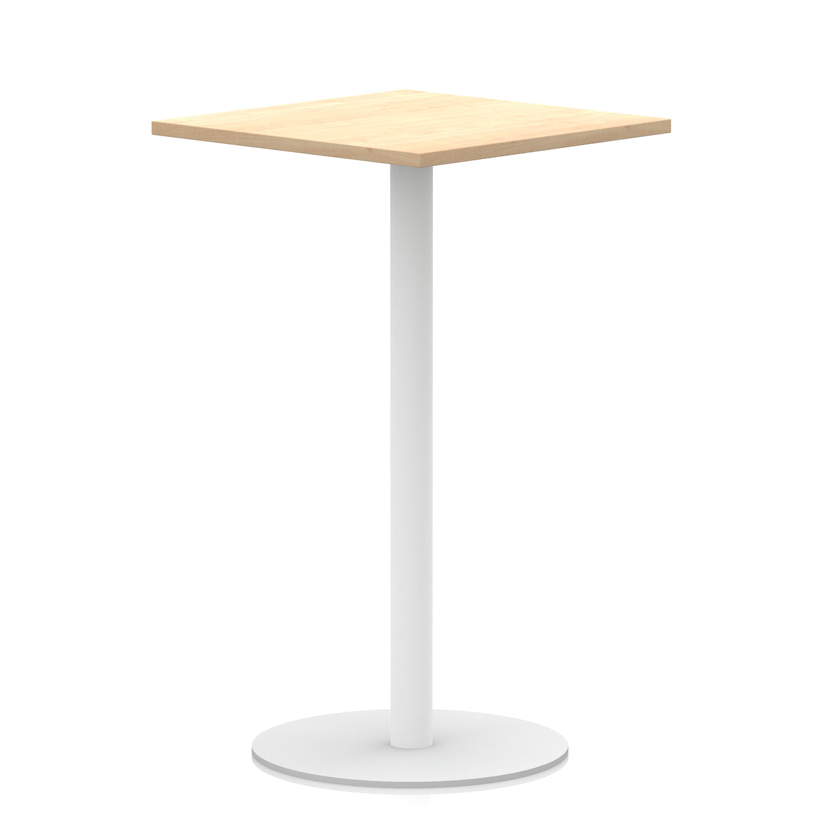 Arlo Square Poseur Table – White Base Maple 800 1145mm - Industrious Decor