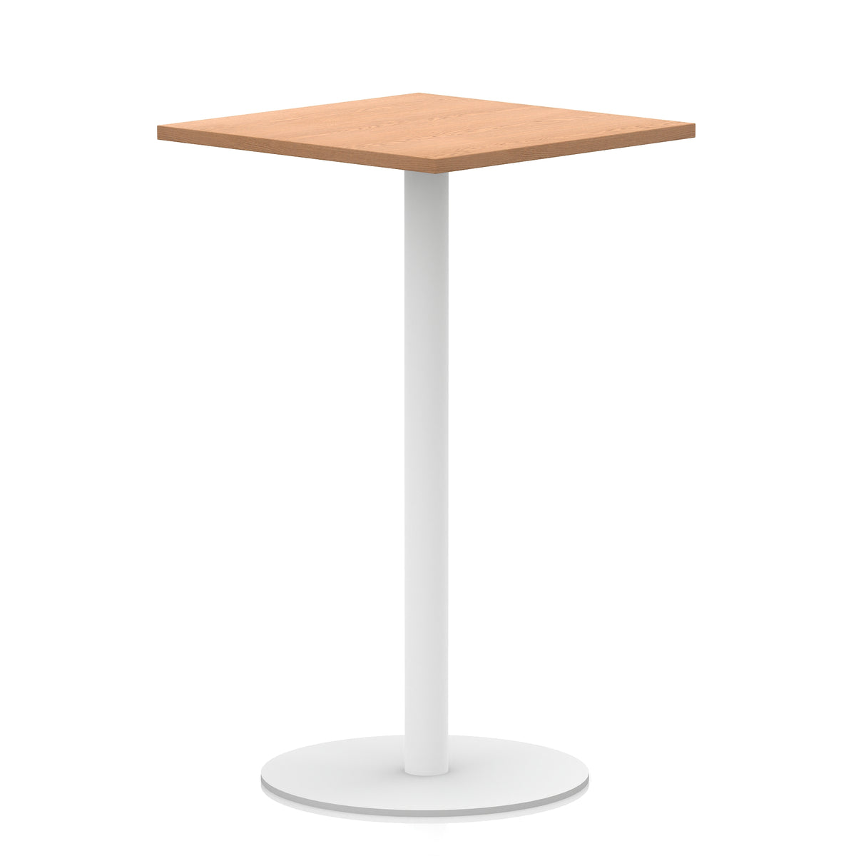Arlo Square Poseur Table – White Base Oak 800 1145mm - Industrious Decor