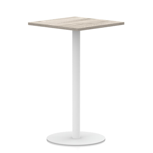 Arlo Square Poseur Table – White Base Grey Oak 800 1145mm - Industrious Decor