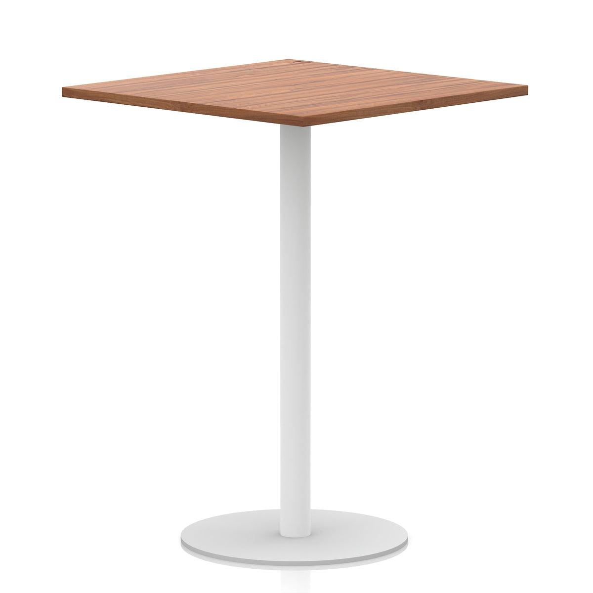 Arlo Square Poseur Table – White Base Walnut 1000 1145mm - Industrious Decor
