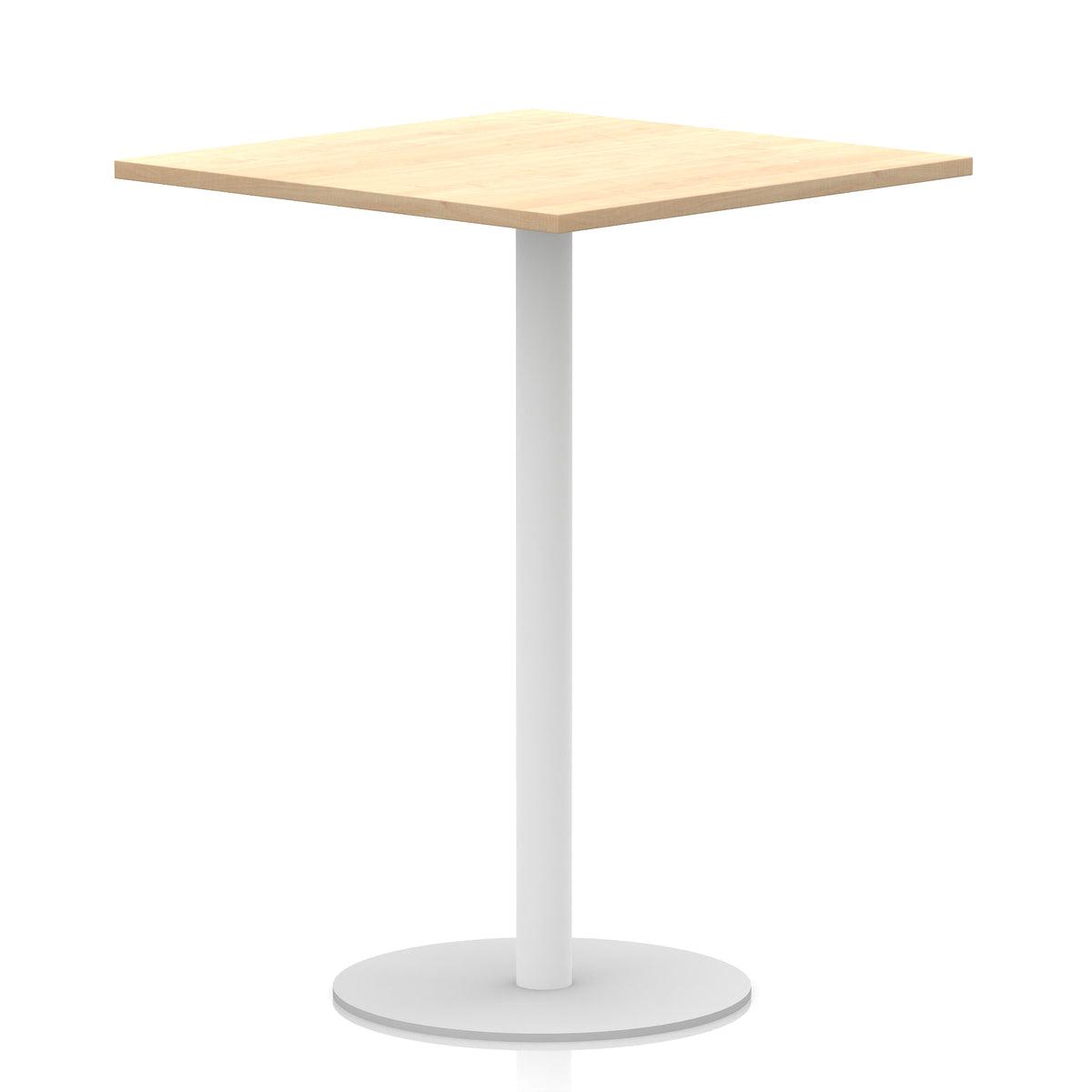 Arlo Square Poseur Table – White Base Maple 1000 1145mm - Industrious Decor