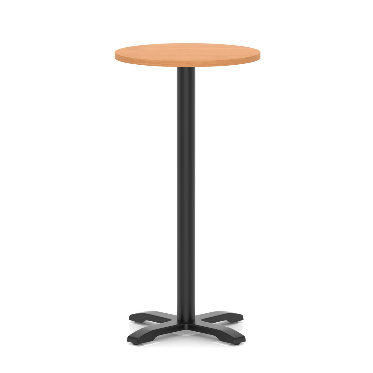 Tavren Round Poseur Table – Black Cross Base Beech 600 1170mm - Industrious Decor